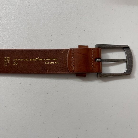 Southern Marsh Mens Brown Genuine Leather Belt Size 36 – Duck Logo Accents - Picture 7 of 7